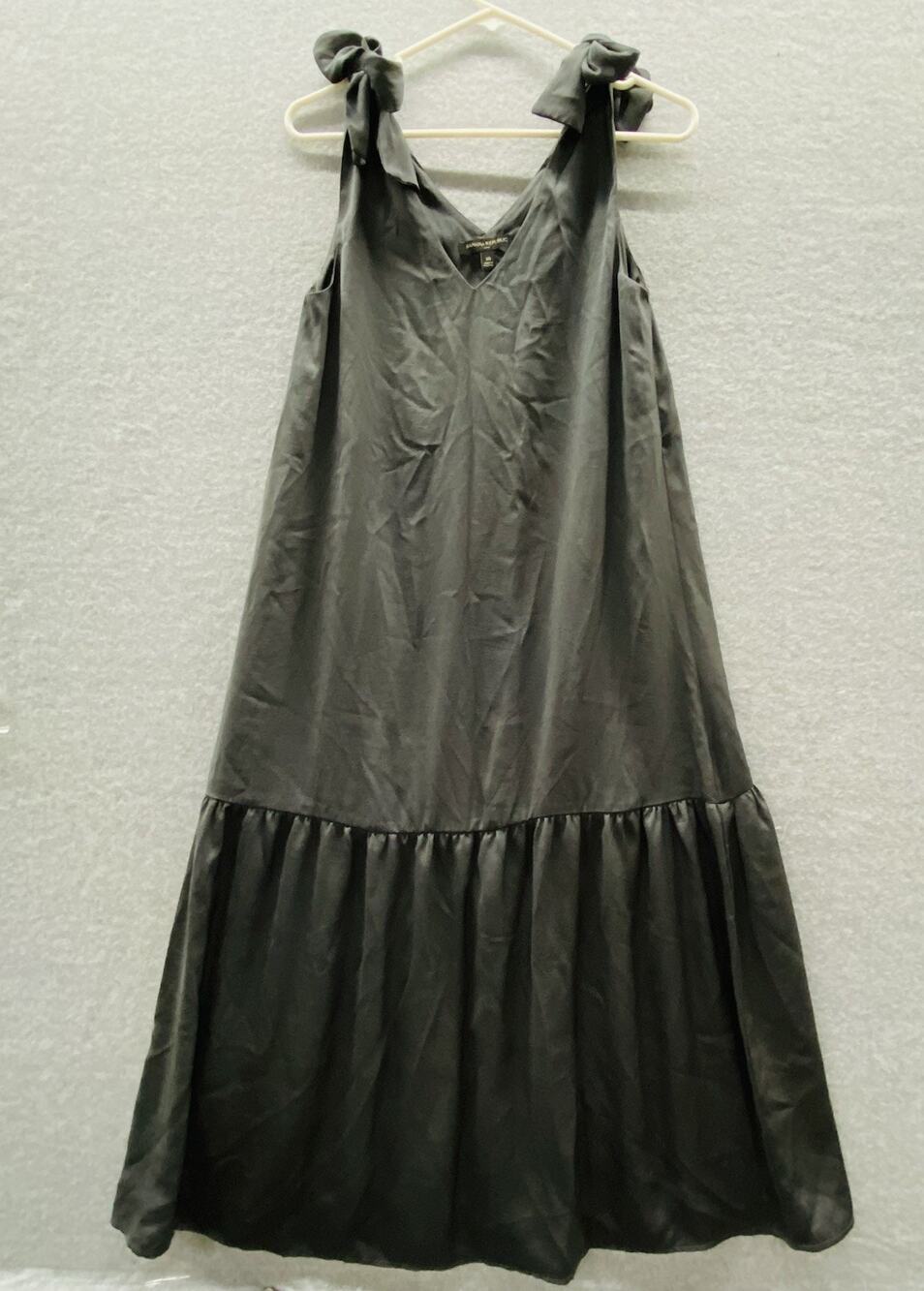 Banana Republic Dress Womens Size XS Black Whimsigoth goth Tiered Tie Bow Sleeve
